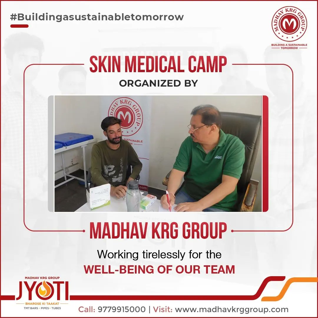 MadhavKRGGroup's tweet photo. Madhav KRG Group organized a free Skin Medical Camp. More than 100 employees in a day have been checked by Doctors and provided with medicines.
#buildingasustainabletomorrow
#skinissues #skindisease #pollution #medicalcheckup #patientcare #medical #treatment #MadhavKrg https://t.co/4xlhCT4TgQ