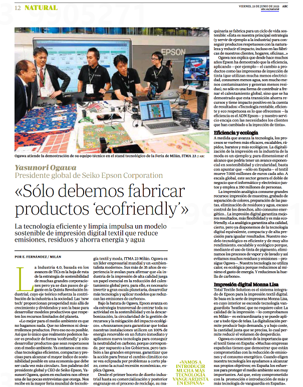 ter4bithi4's tweet photo. Entrevista exclusiva para #ABC_Natural

🇮🇹  Milán @ITMA2023

👤Yasunori #Ogawa @EpsonJP
"Vamos a  introducir mucha más tecnología de vanguardia en España"
Presidente global de Seiko #Epson Corp
#Monna_Lisa
@EpsonUK @Epson_ES @EpsonFan

🖊️ @3duardoFG

👉 https://t.co/pGP3lxG0pu https://t.co/E1BdjuHFde