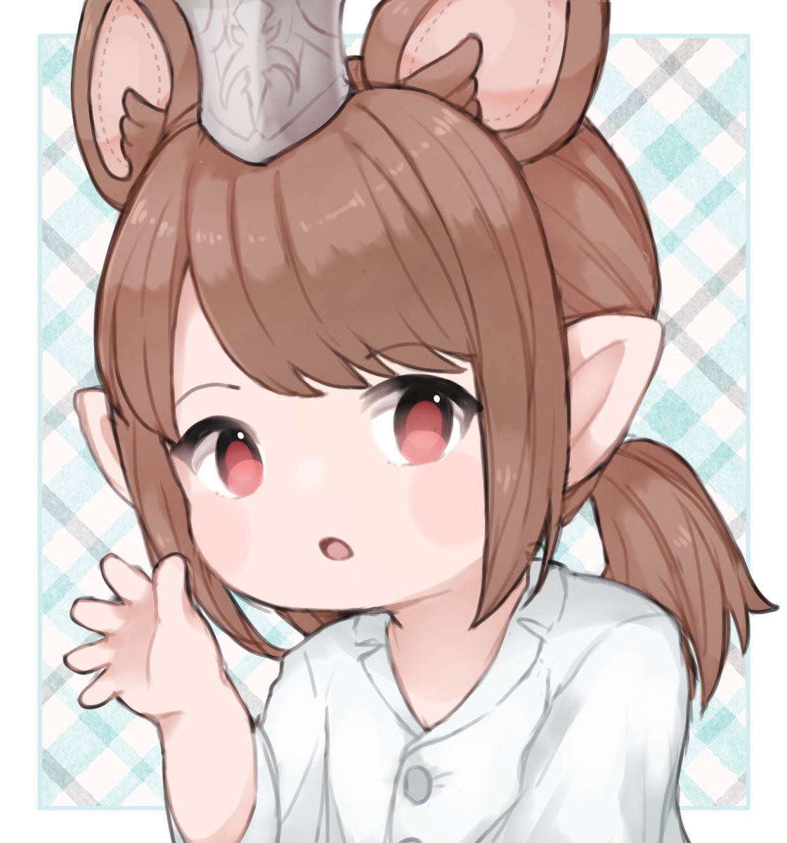 avatar (ff14) lalafell 1girl solo animal ears brown hair pointy ears red eyes  illustration images