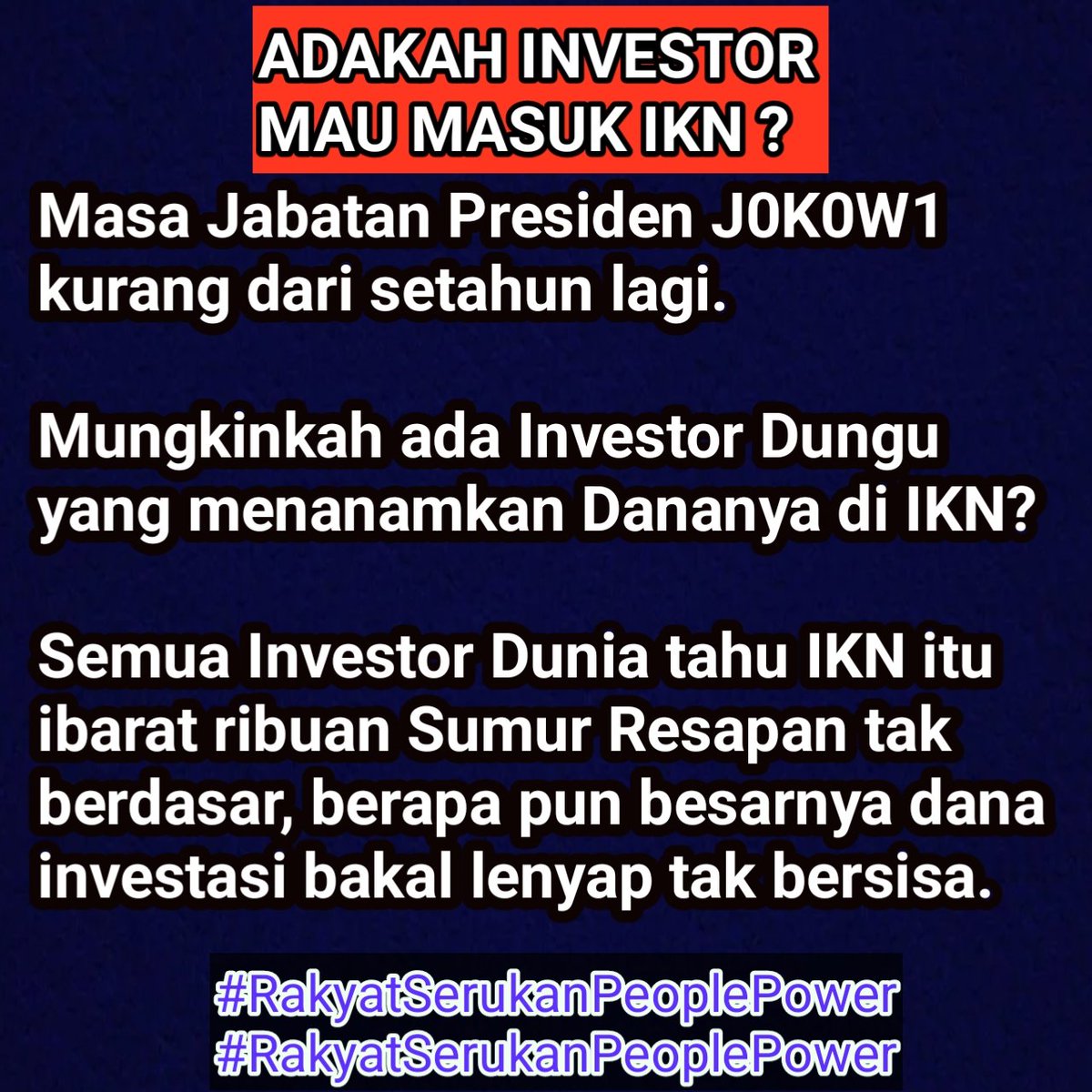 China biadab tidak pantas ikut campur negara lain !!!
#JokowiGarongDemokrasi 
#JokowiGarongDemokrasi
Hanya orang berotax dungu dan tolol berharap ada investor masuk ke IKN.