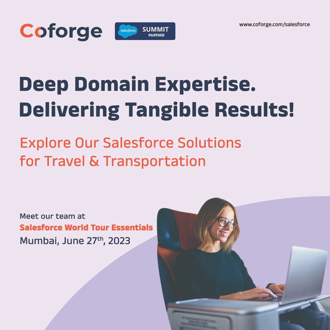 Coforge_Tech's tweet photo. Coforge is a global leader in building technology solutions for the travel and transportation industry, with decades of well-earned domain expertise. Building on top of our industry knowledge, we are proud to present our Salesforce solutions. https://t.co/EHe5IMeLPf https://t.co/eJd5KQxaFf
