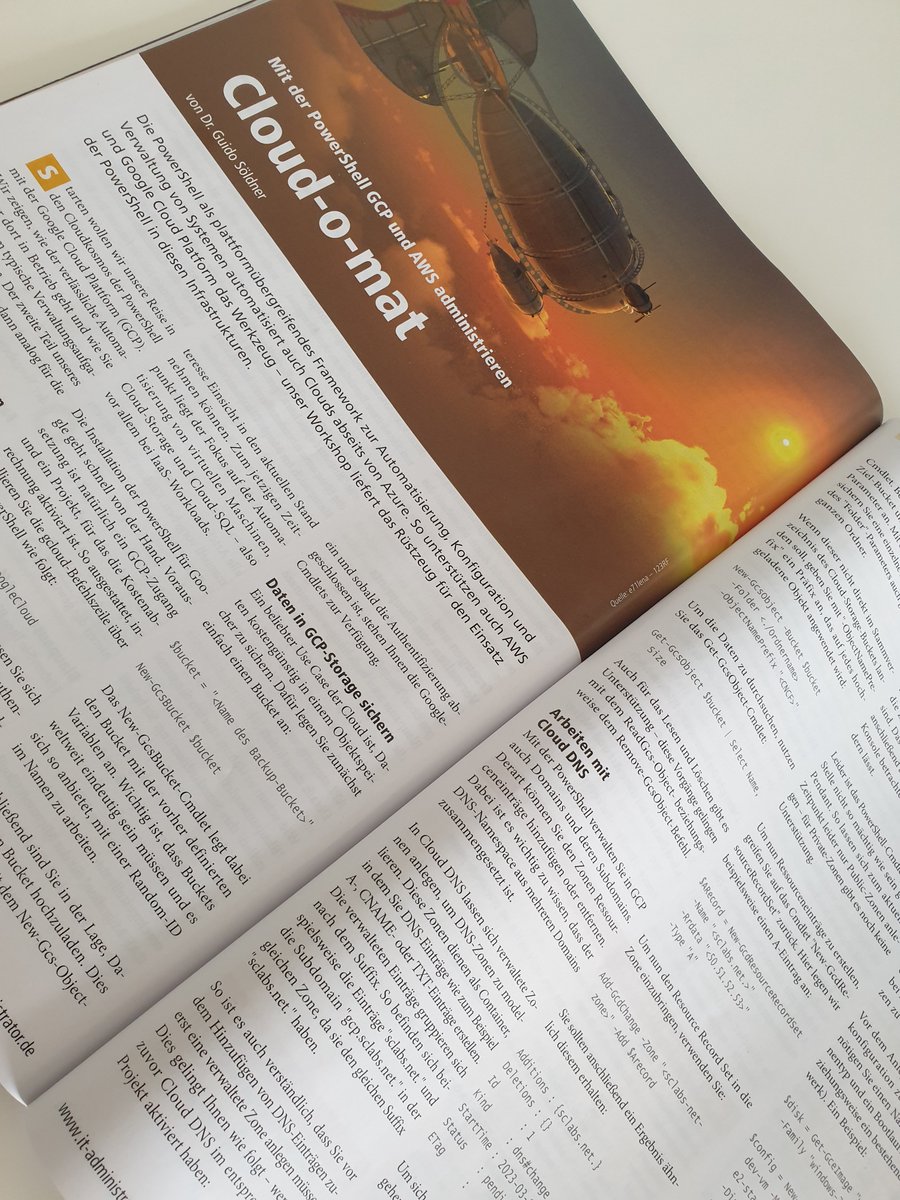 Wir freuen uns sehr über den aktuellen Artikel von @gsoeldner  in der Juni Ausgabe des #ITAdministrator 😀
'Mit der PowerShell GCP und AWS administrieren'
Definitiv einer von vielen Gründen, sich das Heft zu holen 😉
#powershell #aws #Juni #cloud #cloudinfrastructure