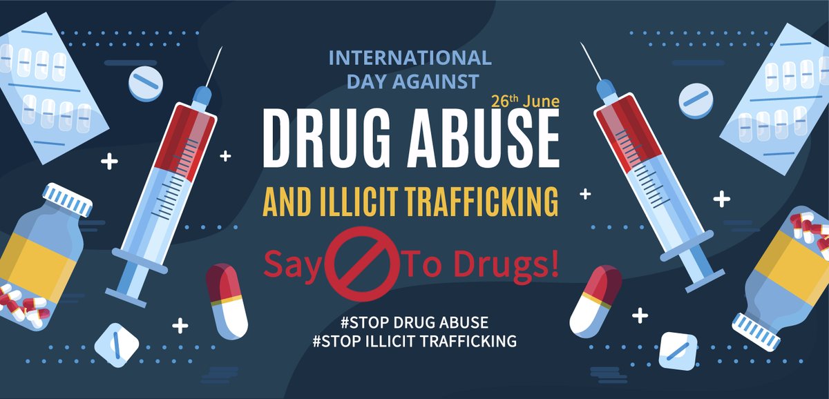 🚫💊Say 'NO' to Drugs!
On #InternationalDayAgainstDrugAbuse, let's raise awareness and fight against drug abuse and illicit trafficking. Together, we can create a safer and drug-free world. 💪
#stopdrugabuse
#SayNoToDrugs  
#DrugAbuseDay
