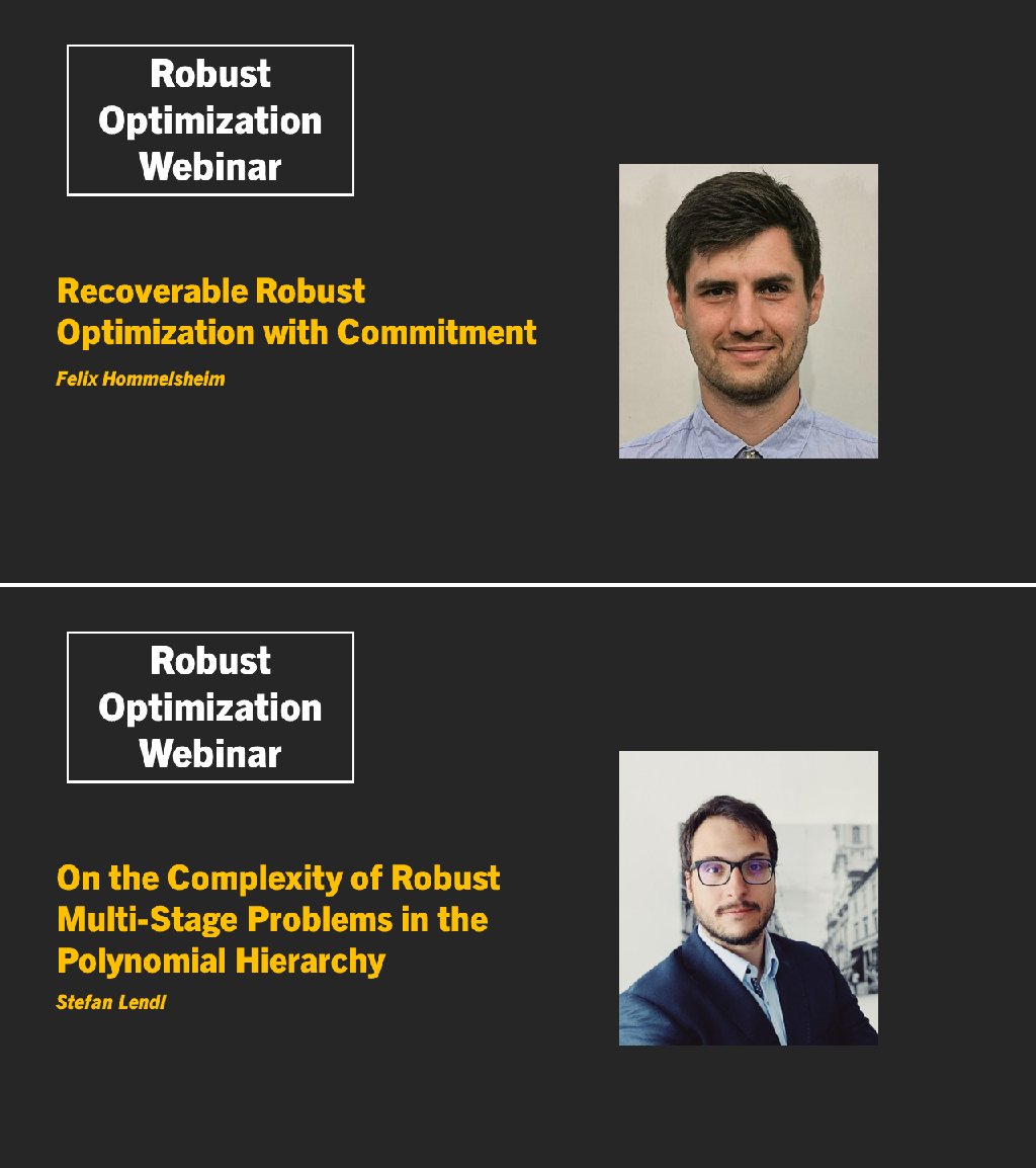The last #ROW before the summer break takes place this week Friday, 30 June at 15:00 (CET).

We have two speakers this time:

Speaker 1: Felix Hommelsheim (University of Bremen)

Title: Recoverable Robust Optimization with Commitment