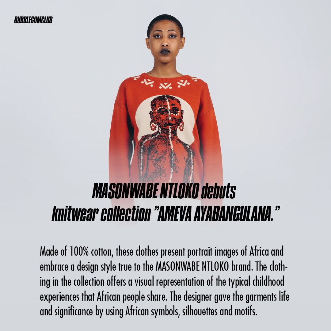 bubblegumclubbb's tweet photo. Masonwabe Ntloko debuts knitwear collection “Ameva Ayabangulana”

#BGCUpdate https://t.co/kkP4letpKT