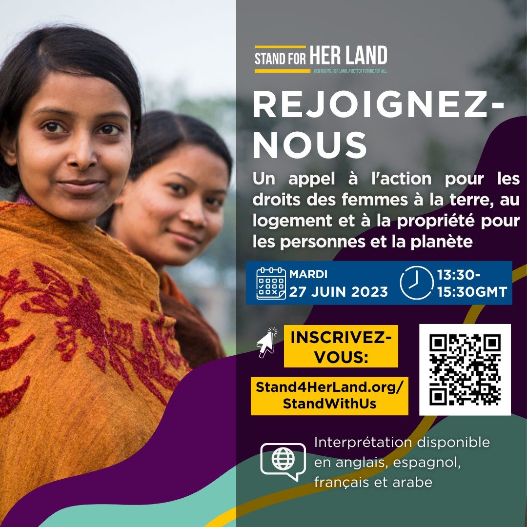 landcoalition's tweet photo. Join us and grassroots leaders in women's #LandRights tomorrow for the @Stand4HerLand webinar to discuss progress since the S4HL global launch in #Nairobi last year.

🗓️  27 June 2023
🕙 1:30-3:30pm GMT
✏️ Register: https://t.co/I77j3qTFVe
💬 Interpretation available in French, Spanish and Arabic

#United4LandRights #GenderEquality