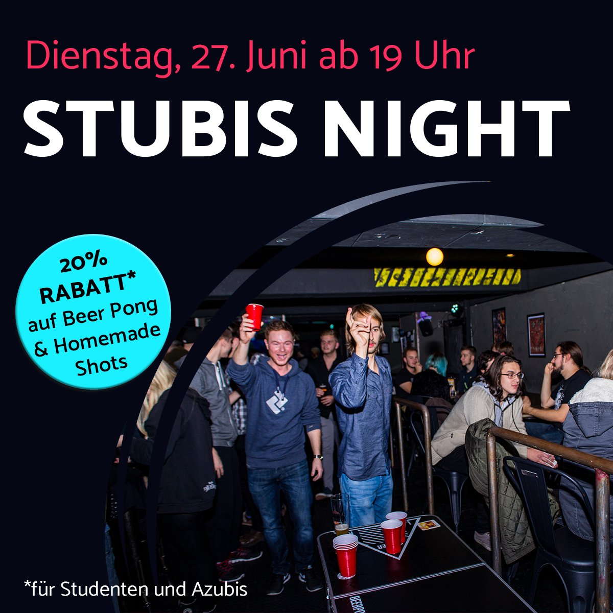 lostlevelbar's tweet photo. Falls ihr die Stubis Night die letzten Wochen verpasst habt, habt ihr am Dienstag noch einmal diesen Monat die Chance unsere tollen Angebote zu nutzen. Könnt ihr alle Kandidaten im Beer Pong schlagen?

#gaming #esports #bar #koeln #cologne #studentsnight #studentsspecial https://t.co/Cxa1aTlOhD