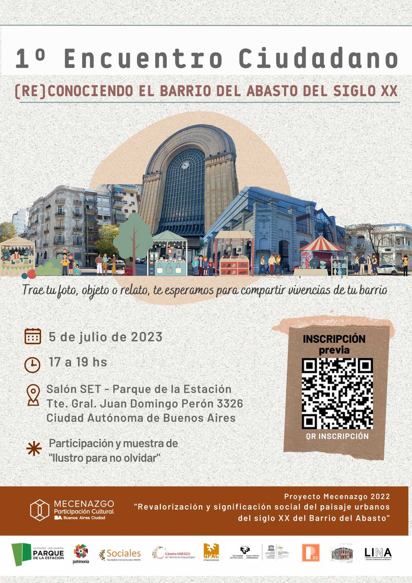 Investigación #Paisajesurbanos #sxx #BuenosAires. 5/7 se realizará en ciudad de Buenos Aires el 1º encuentro ciudadano (Re)conociendo el Abasto del siglo XX en el marco del proyecto liderado por @BenedetVeronica. Mas info: catedraunesco.eu/actualidad/inv… #BarriodelAbasto #paisajeurbano