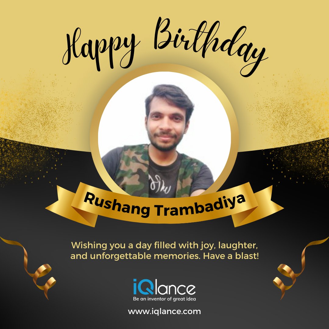 iqlance's tweet photo. Happy Birthday, Rushang ! π May your birthday be filled with happiness, love, and success. Enjoy this wonderful day and make beautiful memories that will last a lifetime. Cheers to another year of growth and achievements! π₯³π
#happybirthday #birthdaywishes #iQlance #iQlancer https://t.co/hHvaLaFTgu