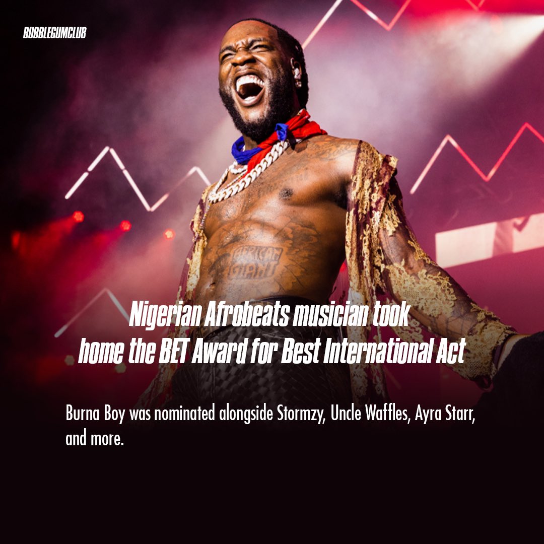 bubblegumclubbb's tweet photo. Nigerian Afrobeats musician takes home BET Award 

#BGCUpdate https://t.co/4N1Uxm2WFW