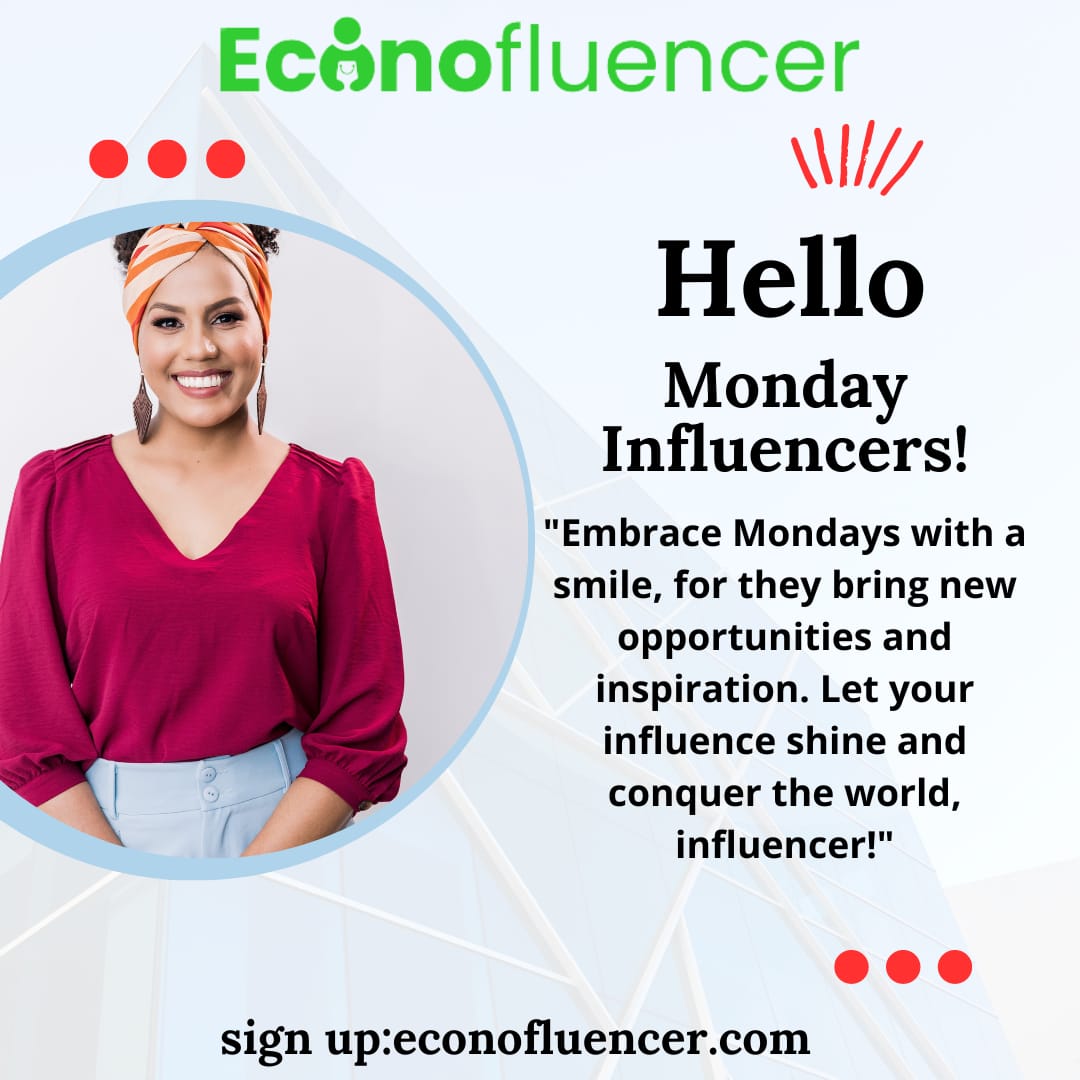 Econofluencer's tweet photo. Embrace Mondays with a smile for new opportunities await Let your influence shine and conquer the world, influencer Sign up at https://t.co/ZpGJHl8VwD to level up your game. Earn,connect with SMEs and love what you do 💼
Anne Amadi Citizen TV state House Mackenzie Willis Raburu https://t.co/YTQsA1K1rm