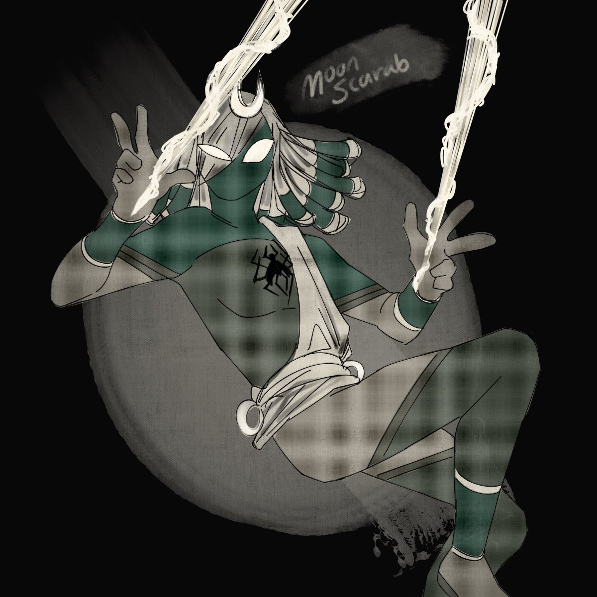 InkyMagician's tweet photo. #spidersona Silk Scarab 🕸️ My team Miles spiderwoman- an egyptian who coincidentally manages to impress Konshu https://t.co/04ghZIV84h
