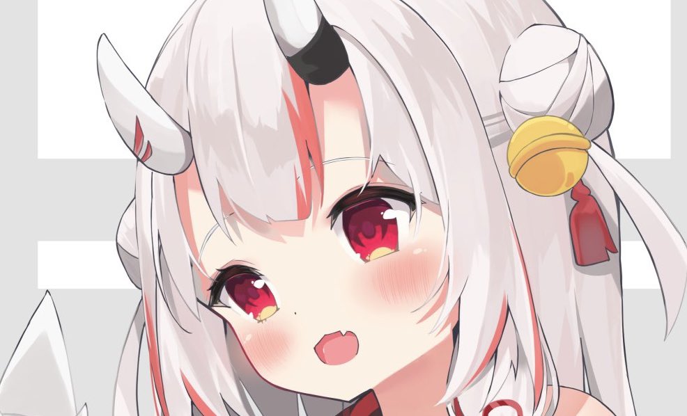 nakiri ayame 1girl animal ears rabbit ears horns red eyes solo twintails  illustration images