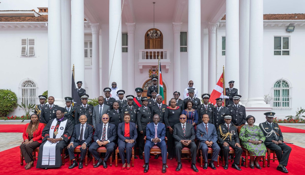 WaiguruMedia's tweet photo. President William Ruto During the 93rd Annual Inspection Parade of the St. John Ambulance, @StateHouseKenya, Nairobi.

"We are working closely with partners — like the St. John Ambulance — to extend our emergency medical care to preventive." https://t.co/Au7qVf0ywG