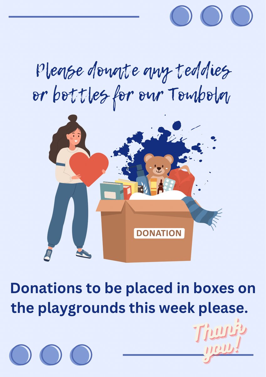 Plastic boxes will be placed on the yard this week.
Any donations for the Tombola would be greatly received.
Thank you