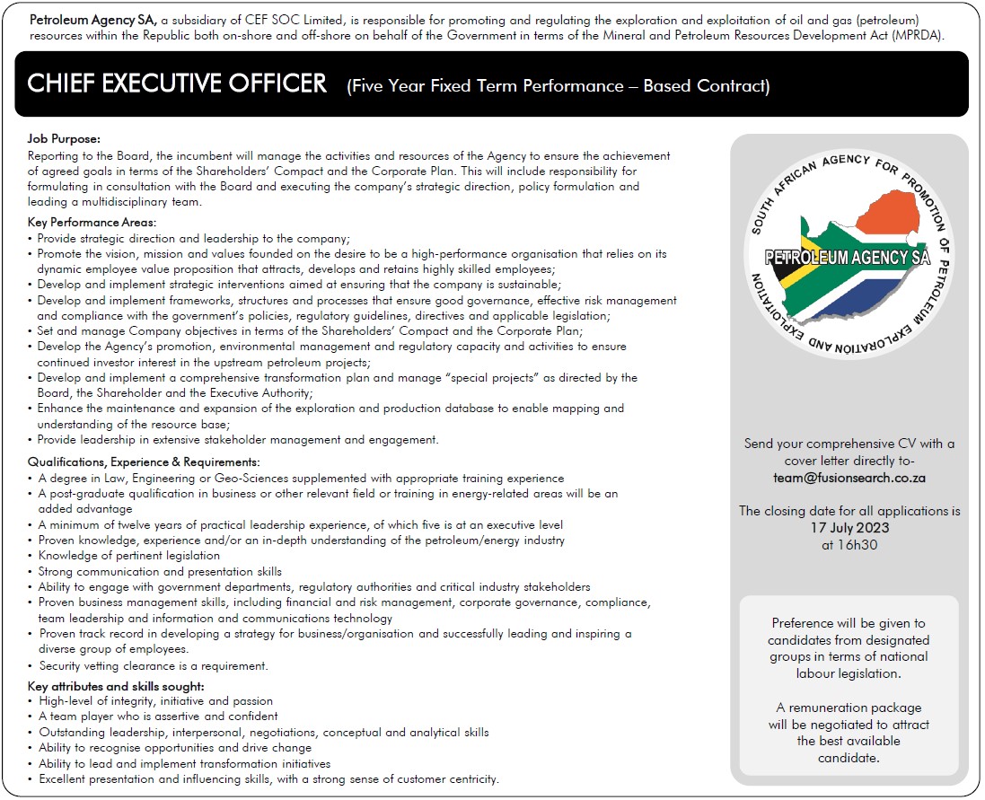 We are pleased to be partnering with the South African upstream oil and gas regulatory authority, Petroleum Agency South Africa, on the crucial process of recruiting their #CEO. #petroleum #oilandgas #energy