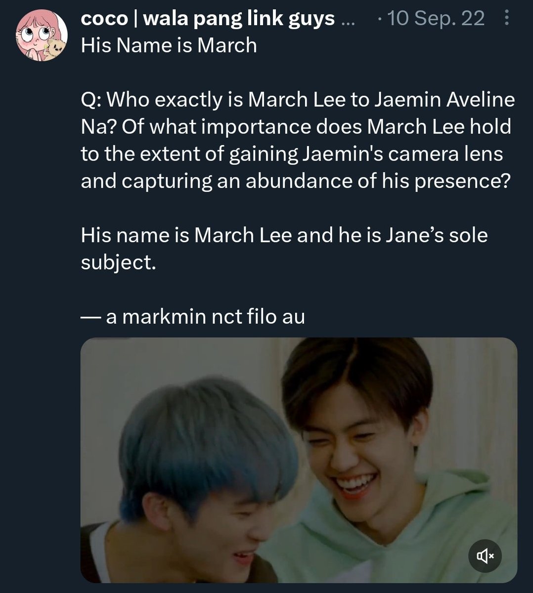 97.
His Name is March / POMS AU
- MarkMin-
by: leedh90s
started: 06.22.23
finished: 06.26.23
twitter.com/leedh90s/statu…