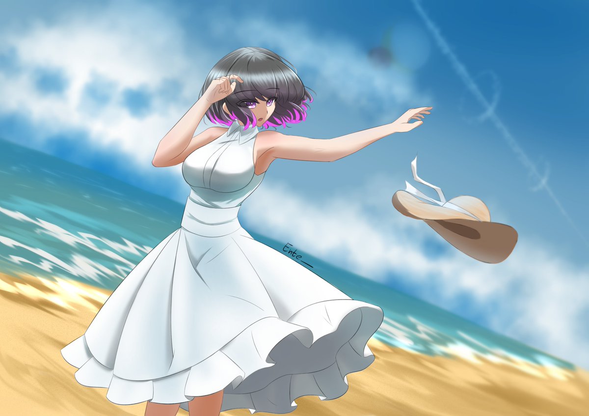 Summer Aika(my OC). When the weather can be hotter than usual in the summer, we need to "remove" something.

Trying to learn background again.

pixiv.net/en/artworks/10…