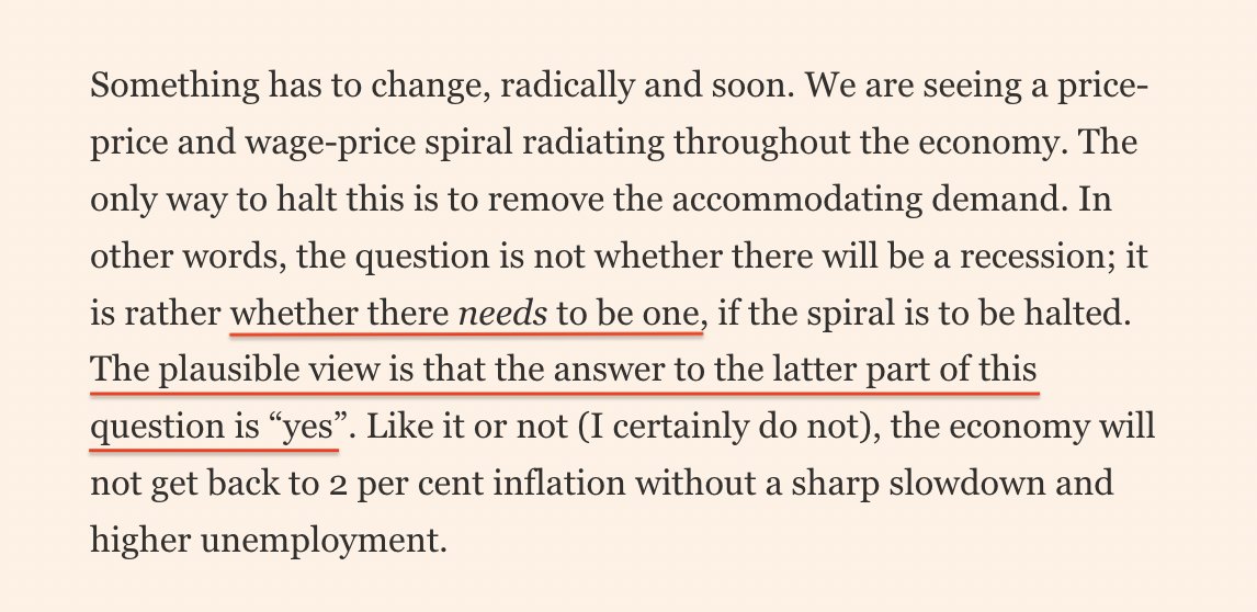 Martin Wolf in the Financial Times openly calling for an engineered recession. The elites have definitely lost the plot.