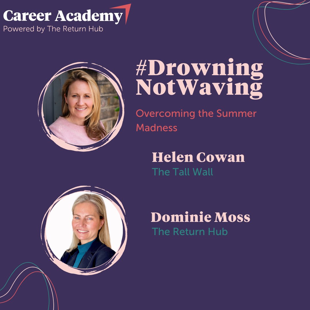 TheReturnHub's tweet photo. #OnPoint: Overcoming Summer Madness 

Feeling overwhelmed with multiple tasks and responsibilities as summer approaches? Join us on Fri, June 30th, 2:30pm as @dominiemoss, founder of @thereturnhub, chats with Helen Cowan from @the_tall_wall about #DrowningNotWaving this summer. https://t.co/QjIEVZscqZ
