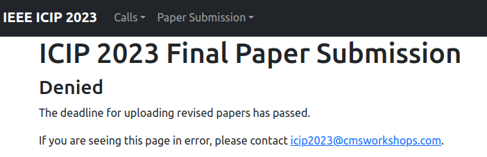 ohkwon718's tweet photo. @ieeeICIP 
Hello. I am planning to submit the final version of the paper. Apparently, the submission page looks closed even though the deadline is still far enough. Is it gonna open again or Did I do something wrong? https://t.co/1VsibsXHrV