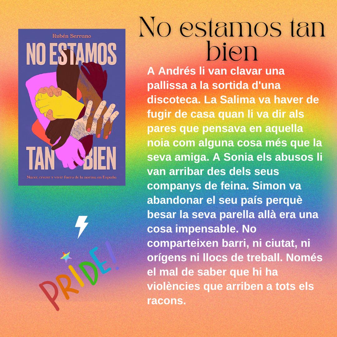 👉Celebrem la setmana de l'orgull #LGTBIQ amb una sèire de recomanacions que esperem trobeu interessants! 
❤️🧡💛💚💙💜No estamos tan bien #cansalesetstu #Orgullo2023 <a href="/Agenda2030Gob/">Agenda 2030 - Gobierno de España</a>
<a href="/CulturaGOIB/">CulturaGOIB</a> <a href="/thakhiruna/">Thakhi-runa</a> <a href="/benamics/">Ben Amics</a> <a href="/GOIB_Social/">Conselleria de Famílies, Benestar i Dependència</a>
<a href="/bibliomallorca/">Bibliomallorca</a>