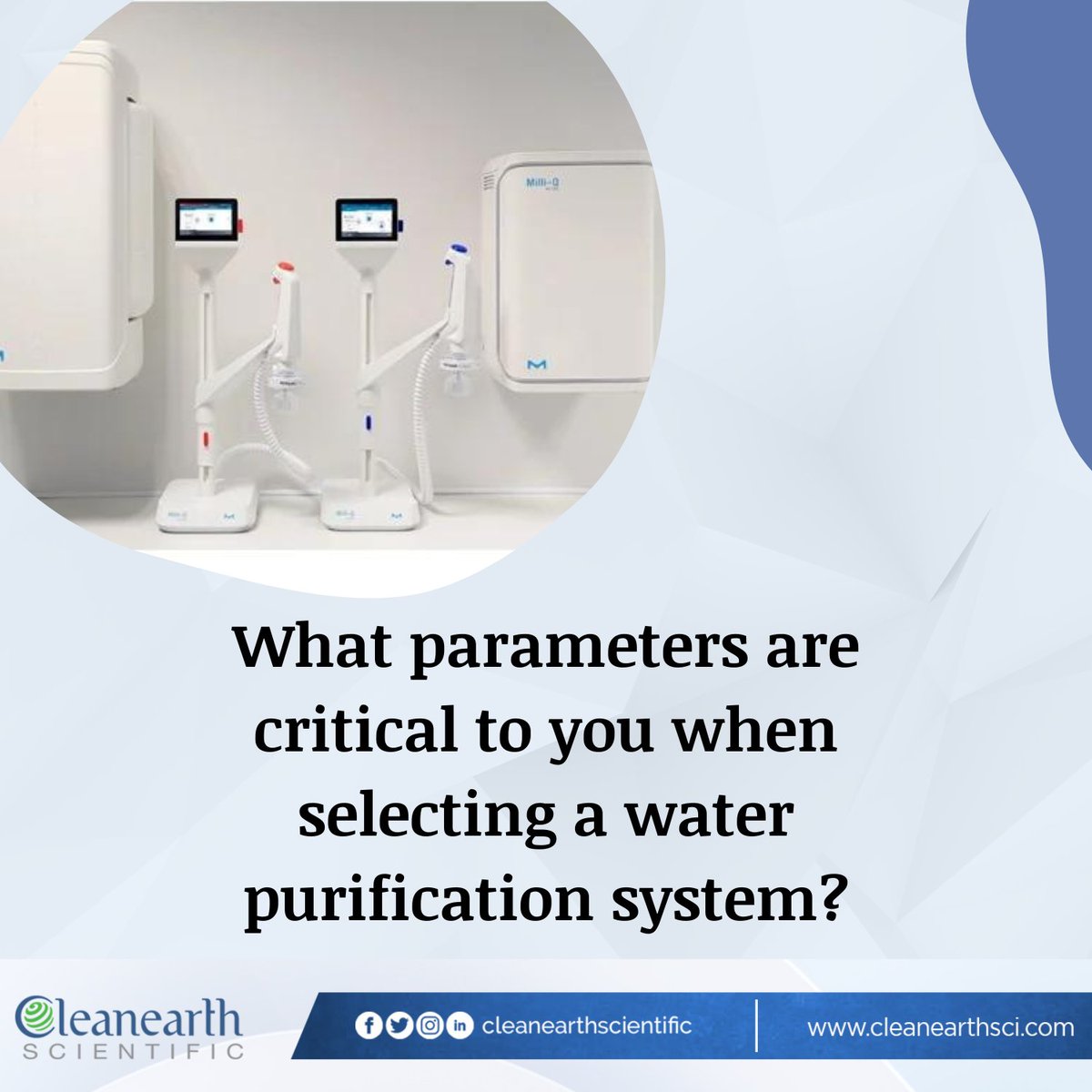 Are you facing challenges in finding the most suitable option to meet your laboratory water needs?

We'd like to hear from you about the critical parameters you consider when selecting a #waterpurification system for your laboratory.
#labwater #waterquality #cleanearthsci