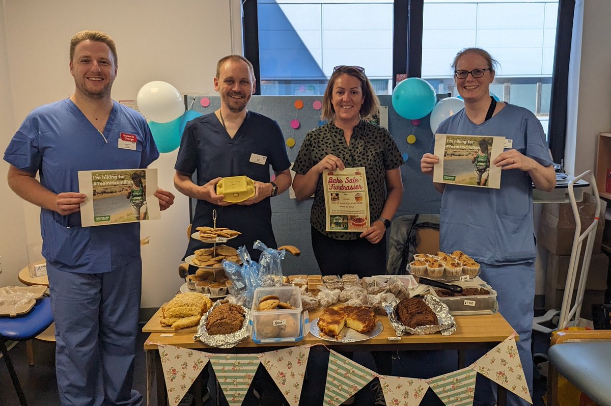 Bake sale is open! Cookies, biscoff cheesecake, banana and pecan muffins, truffles, apple cake, brownies, tablet, banana loaf, lemon loaf and more. Ward 52 -1000-1300. Come and join us and enjoy cake for your break and support MacMillan 🍰