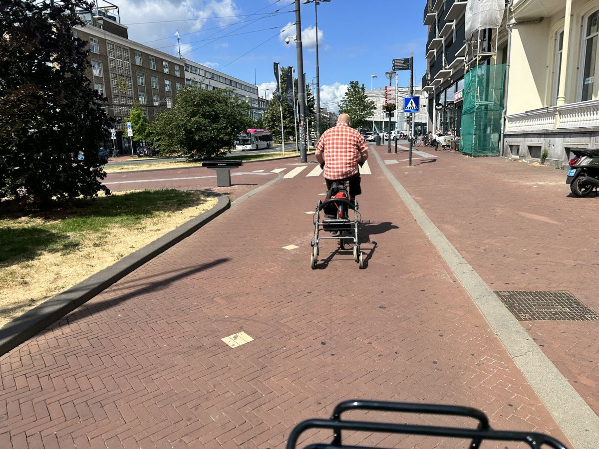 What’s this about disabled people not being able to cycle? He’s towing his walker because cycling is easier than walking for him.