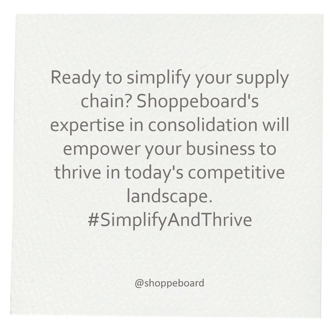 shoppeboard's tweet photo. Ready to simplify your supply chain? Shoppeboard's expertise in consolidation will empower your business to thrive in today's competitive landscape. #SimplifyAndThrive,https://t.co/78DIU84qgs https://t.co/8uKoCNxuMp