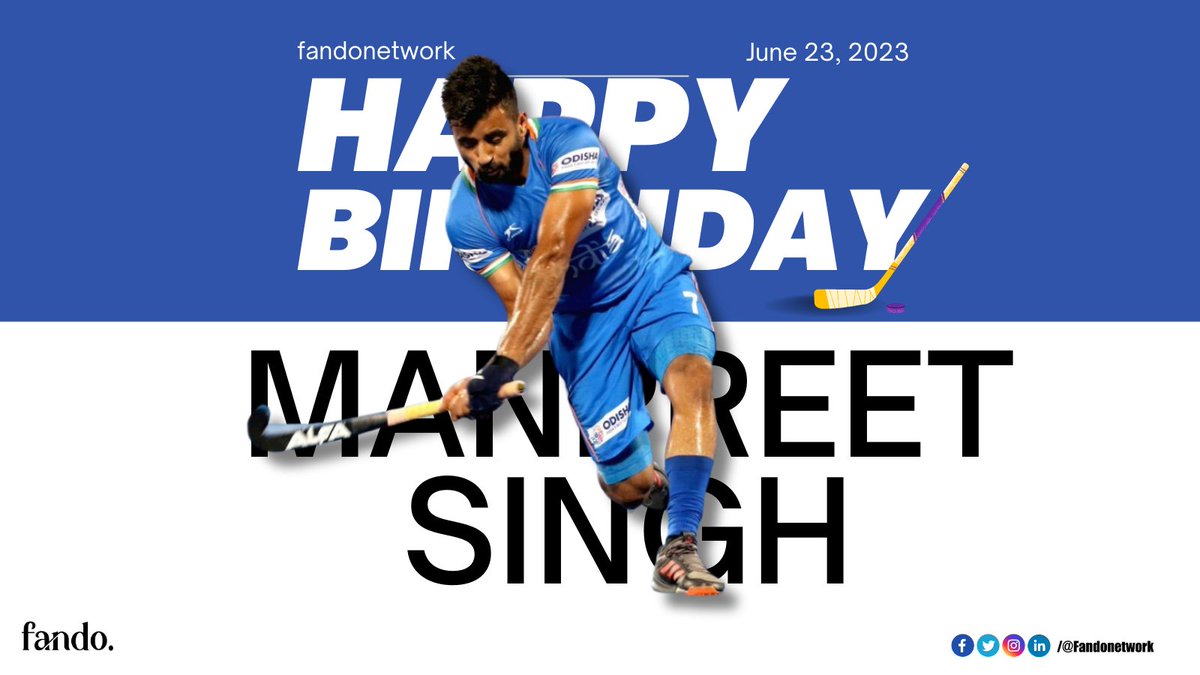 Join us in wishing Manpreet Singh, Midfielder of the Indian Men’s Team a very Happy Birthday.

#IndiaKaGame #HockeyIndia #BirthdayWish #ManpreetSinghPawar #Hockey #indian #hockey #field #player #fieldhockey #hockeyplayers #icehockey #hockeylife #hockeyplayer #Hockey365