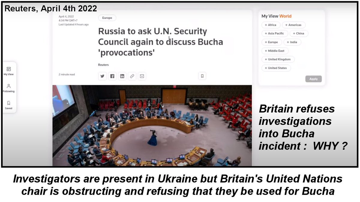 Following the #Bucha provocation, UK and US .govs held chair in @UN security council

They DELIBERATELY OBSTRUCTED investigations called for by @RussiaUN -@Dpol_un -#Nebenzia over two months & more

#Russia has repeatedly asked for investigations into #biolabs in #Ukraine; ditto