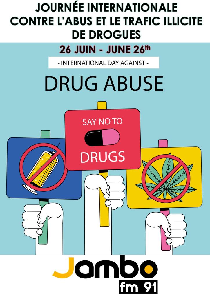 Jambofm91's tweet photo. La Journée internationale contre l'abus et le trafic de drogues est célébrée chaque année le 26 juin pour renforcer l'action et la coopération en vue de parvenir à un monde sans toxicomanie. https://t.co/8Ys5tyxijJ