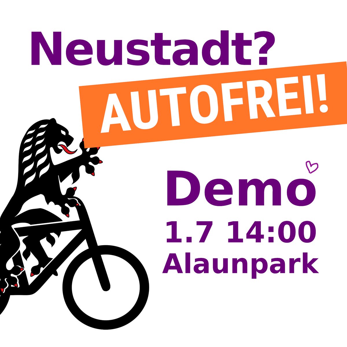 Eine wirkliche #Verkehrswende bedingt nicht nur einen gut finanzierten #ÖPNV und Fahrradwege, sondern auch Räume welche nicht dezidiert dem Auto dienen. Die wir sind für eine autofreie #Neustadt mit Straßen für Menschen - Mit Platz, Leben, Gastro. Also kommt zur Demo am Samstag!