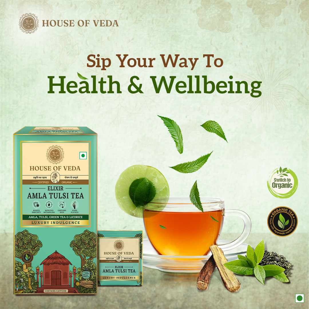 Harmony in every sip, wellness in every drop!
Introducing our Amla Tulsi Tea, a divine blend of two ancient treasures.

1. Boosts Immunity
2. Improves Metabolism
3. Contains Iron
4. Hand Plucked
#HouseOfVeda #AmlaTulsiTea #OrganicTea #HealthyTea #OrganicChoice #CupOfCare