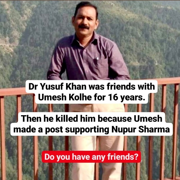 Never Forget #UmeshKolhe was Ki||ed by his Close Friend Dr Yusuf Khan for a Social Media Post he Made in Support of Nupur Sharma #NupurSharma 

Fact Check for likes of #BarackObama