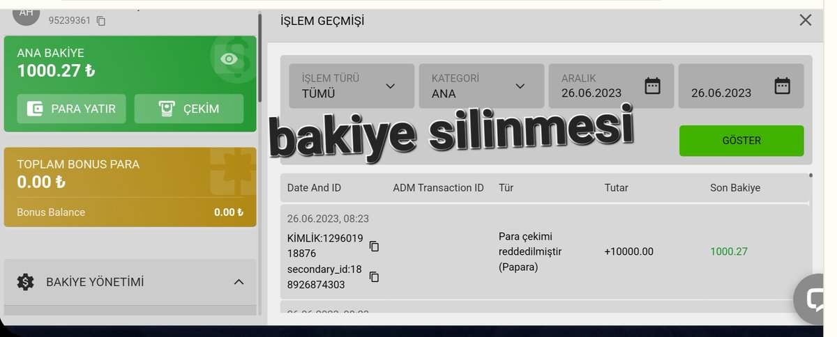 Merhaba arkadaşlar, <a href="/Favorisizsiniz/">Favorisen</a> siteye 1 k deposite 50 fs kampanyası aldım bu gece,860 ₺ çekimde bulundum, minimum çekim ana para ve bonus kazancı tutarında olması lazım dedi, çevrim çoktan bitmişti, devam ettim, max win yakaladım

Bakiye 10 k nın  9 bini sildiler hırsızlar