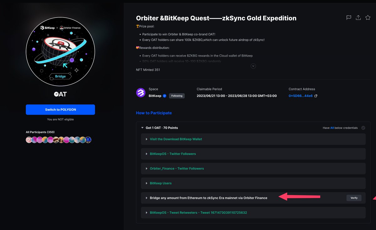 Aşağıdaki etkinliğe katıldım zira OAT sahiplerine #zkysnc drop kilidini açacaklarını beyan etmişler.
galxe.com/Bitkeep/campai…

OAT alındıktan sonra aşağıdaki form doldurulmalı

docs.google.com/forms/d/e/1FAI…