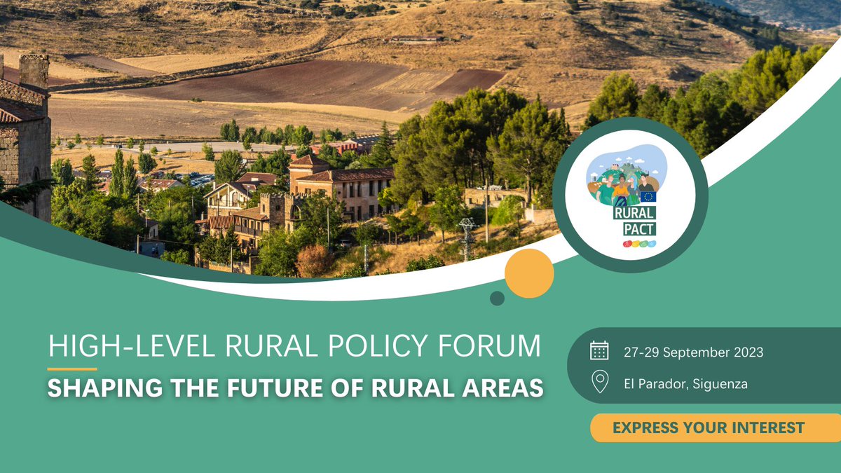 📣 Join us in Sigüenza for the Rural Policy Forum on 27-29 Sept.! Co-organised by the 🇪🇸 EU presidency, the EC & RPSO, the forum will contribute to the conclusion of the Council of the EU on the implementation of the #LTVRA. Express interest by 30/06👉 bit.ly/4156U9G