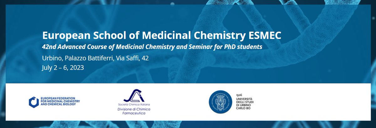 📢Don't forget to register for the ESMEC - 42nd Advanced Course of Medicinal Chemistry and Seminar in Urbino, we have sponsored a poster prize along with @RSC_ReactionEng ⬇

It looks like it'll be a great event!

📆 July 2-6, 2023
eventi.uniurb.it/esmec/
@esmecurbino 
#ESMEC2023