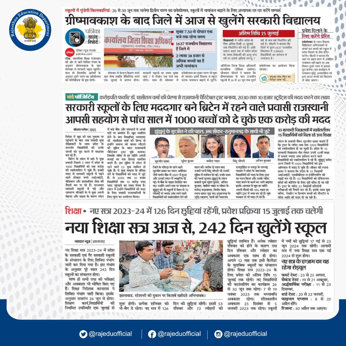 Today’s Media Coverage

#RCScE #SMSA #RajMegaPTM #RKSMBK #Education #Rajasthan #educationinrajasthan #rajasthanshikshavibhag #MediaCoverage