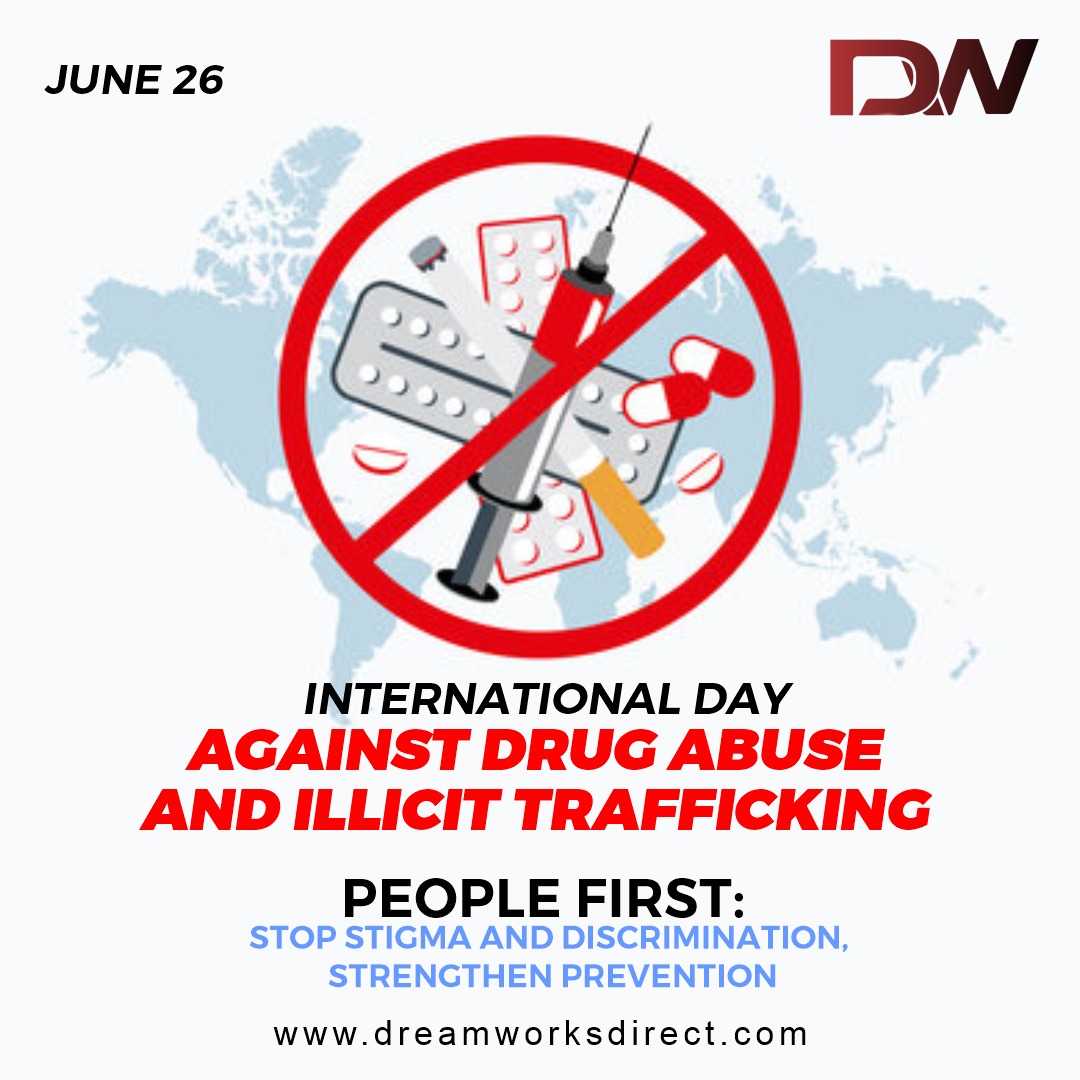 At Dreamworks, you're first in our mind, so we care about your health and we say  
No❌👏 to  Stigmatisation, Discrimination And together, we'll strengthen the prevention against drugs abuse❌👏 & illicit trafficking❌👏

 #stopdrugabuse #stopillicittrafficking #dreamworkks