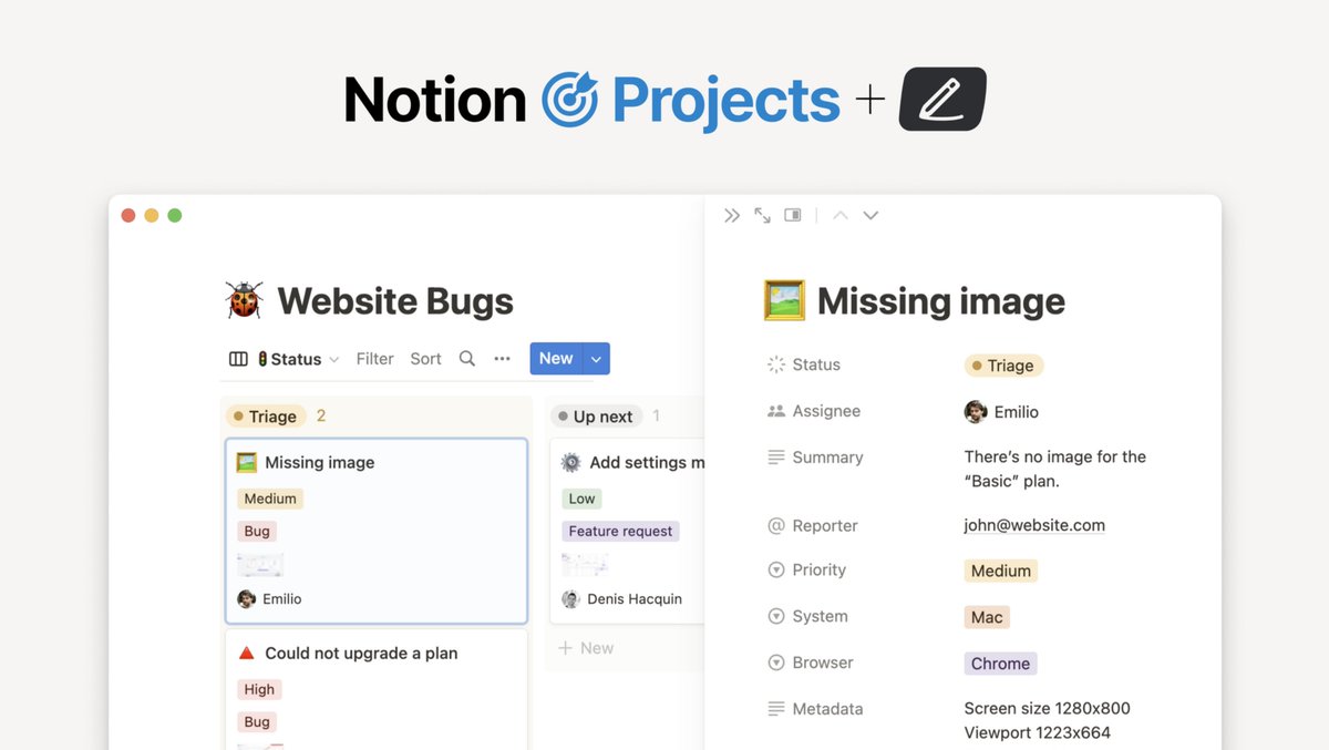 We partnered with our friends <a href="/NotionHQ/">Notion</a> to bring <a href="/marker_io/">Marker.io</a>  directly into your team’s projects. 

Collect website feedback and bug reports, directly in your Notion databases!