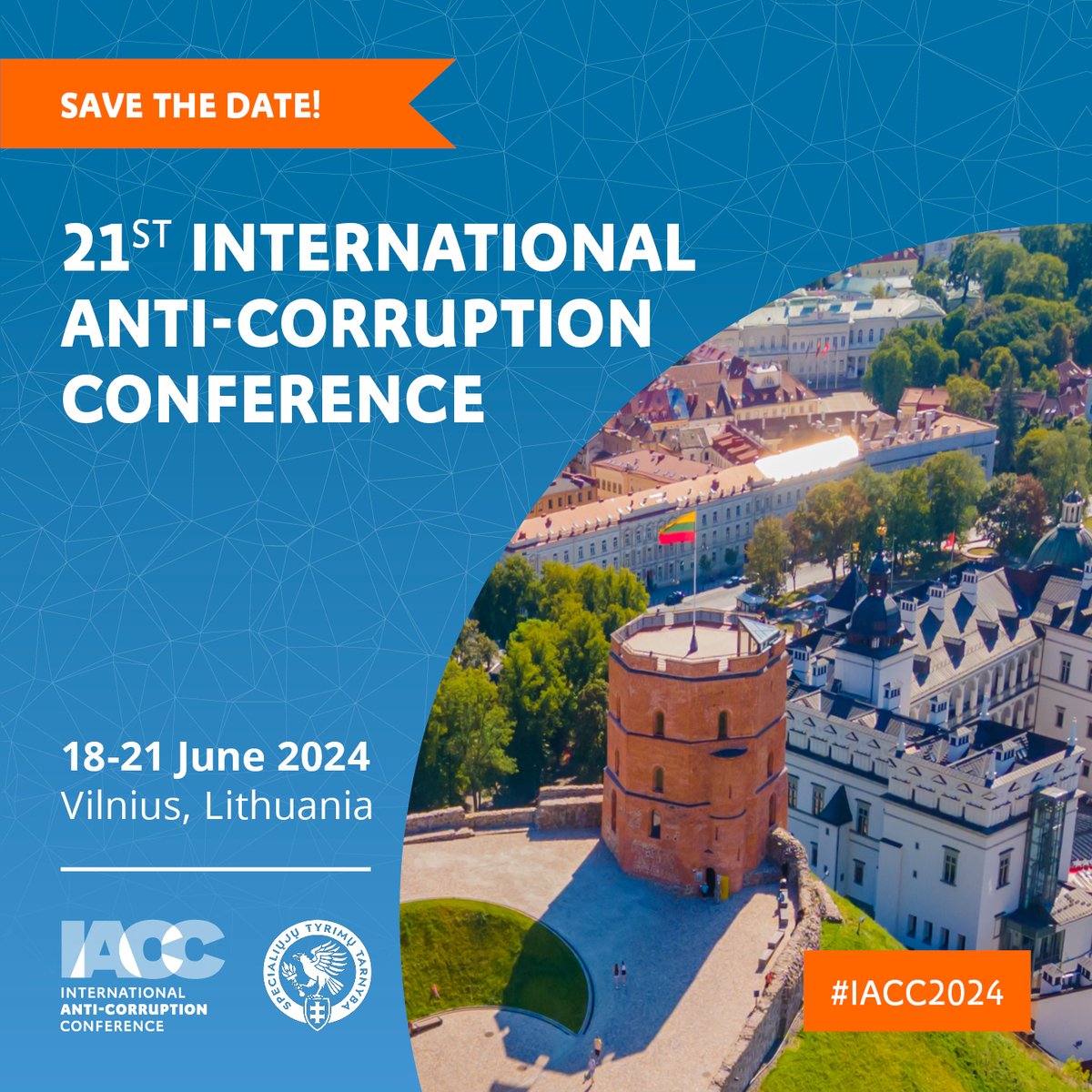 🇱🇹 Lithuania will host the International Anti-Corruption Conference 2024, the world’s largest independent global forum in the fight against corruption. The #IACC2024 will take place from 18 to 21 June 2024 in Vilnius. Save the date! More info: iaccseries.org/iacc-2024/