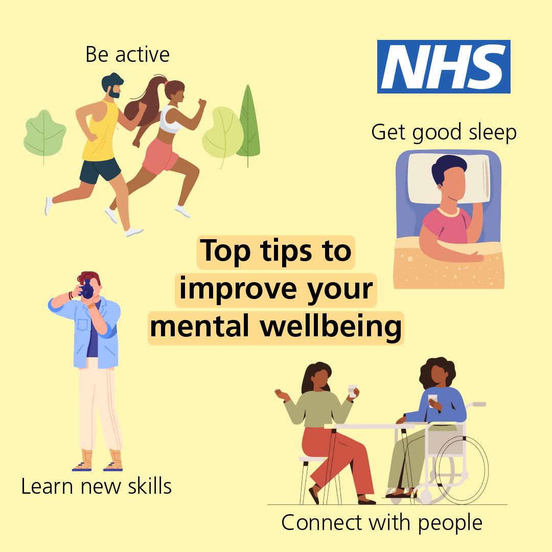It’s #WorldWellbeingWeek.

Trying these tips could help you feel more positive and able to get the most out of life.

For more advice, visit: nhs.uk/.../five-steps…