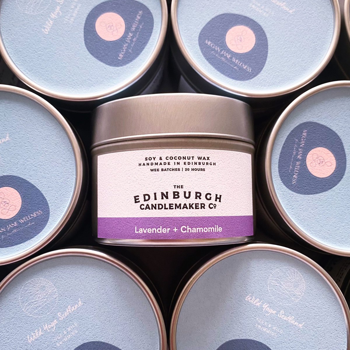#Candles made with #bespokelabels designed for Wild #Yoga Scotland and Megan Jane Wellness. 

#EDINBURGH