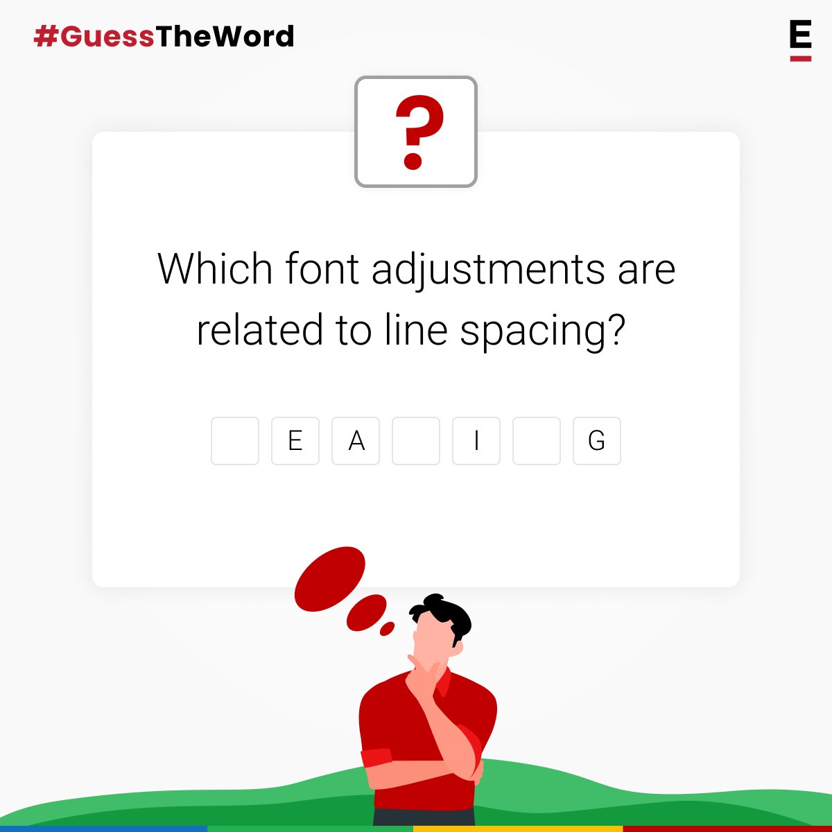 Mix work and play!

Bringing you fun and informative brain teasers every week with #GuessTheWord

#LineSpacing #FontStyle #CSS #CSS #HTML #Extentia #DoMoreBeMore