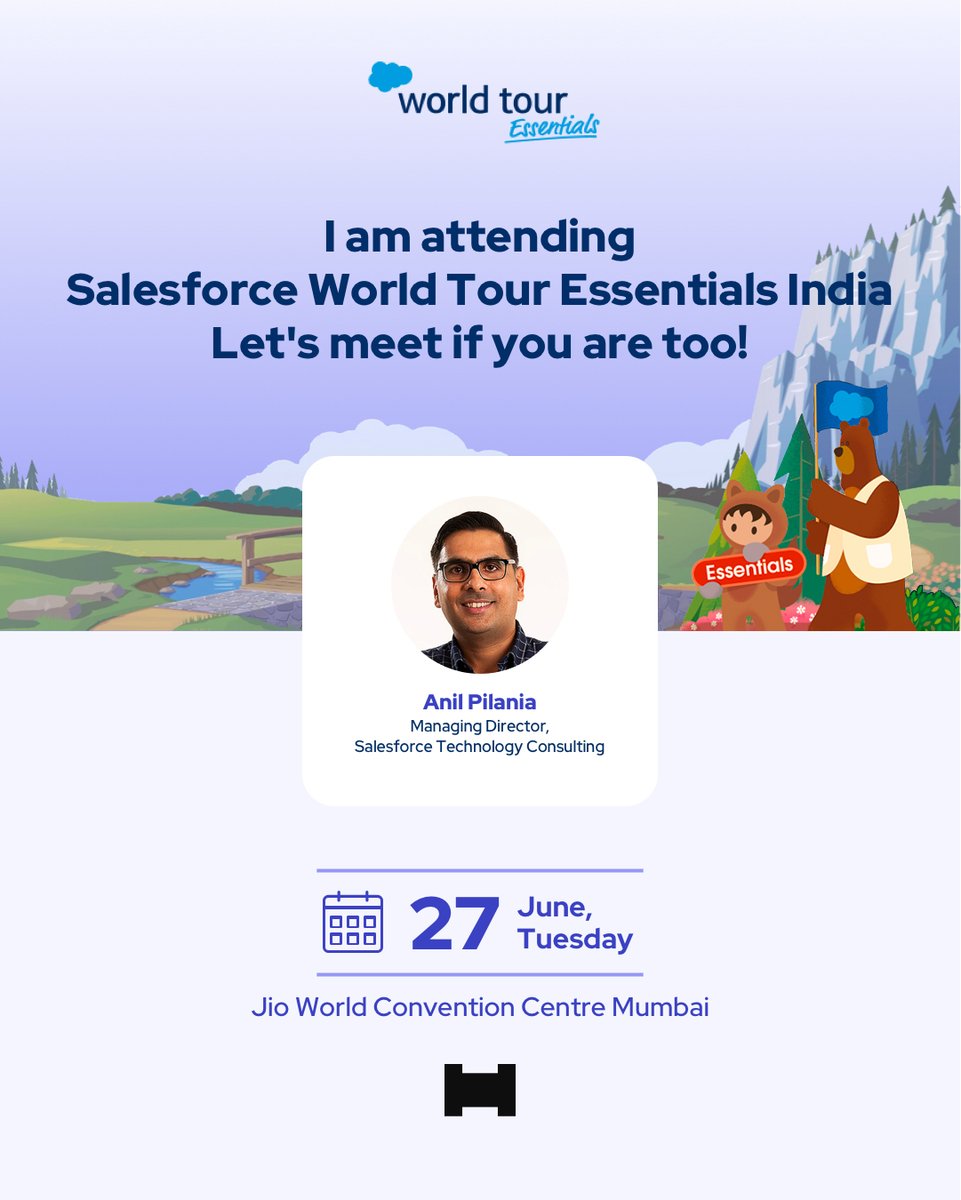 anilpilania's tweet photo. I will be at the World tour Essentials India in Mumbai tomorrow. Let's catchup if you are around.
#salesforceworldtour #salesforceindia #HorizontalDigital https://t.co/HSIFl6deHn