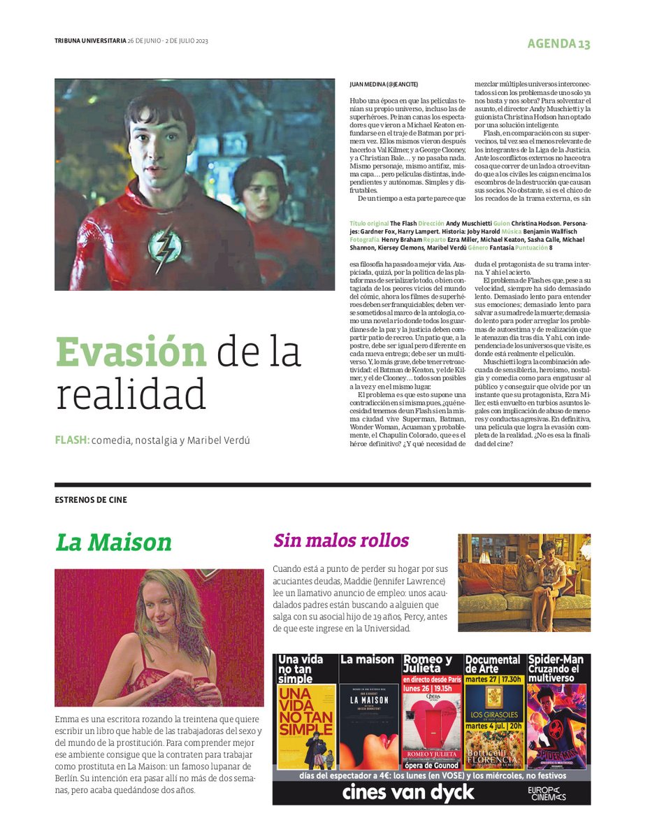 TribunaUni's tweet photo. 🎶Cartelera y agenda cultural de la semana.

🎬Evasión de la realidad, crítica de Flash. @jeancite @cinesvandyck 

#cultura #teatro #conciertos #cine #salamanca #universidad https://t.co/IWzBhOVoUJ