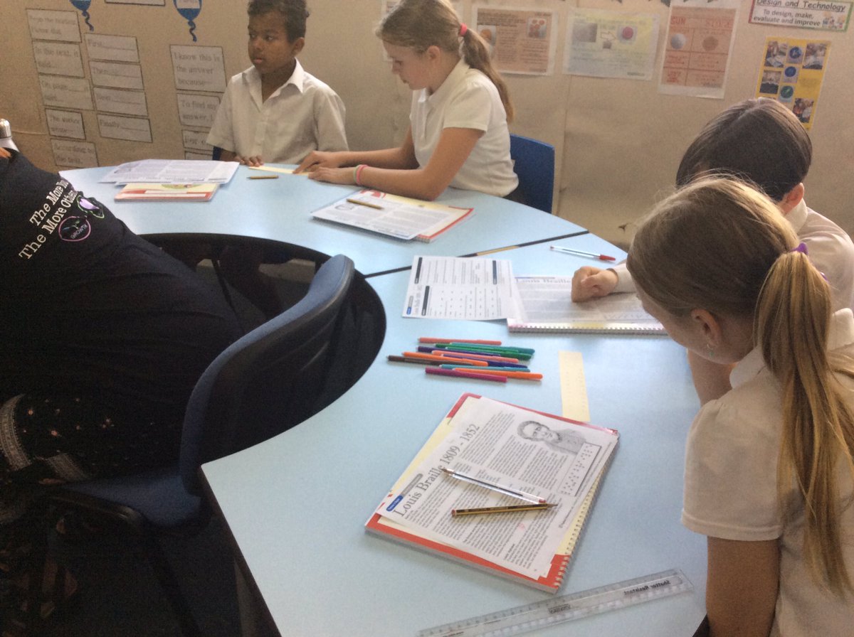 Chestnut_yacad's tweet photo. We had a special pupil visit us from another year group who is visually impaired. We have been learning about the eye and year 6 was very interested in how she copes in school. She came and showed us some Braille and talked about it to all the year 6 pupils. https://t.co/uL9otrkokQ